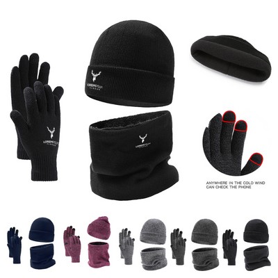 Winter Beanie Hat Scarf and Gloves Set